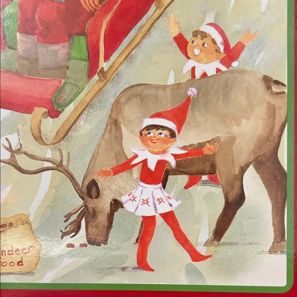Pottery Barn Kids Elf on a Shelf Christmas Cork Back Placemats, Set of 5